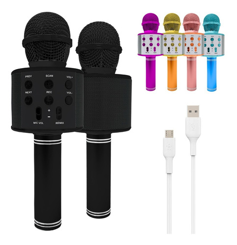 Imagen 1 de 10 de Microfono Karaoke Bluetooth Inalambrico Parlante Recargable