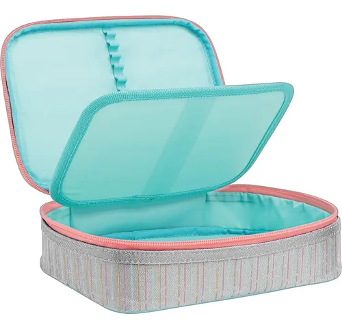 Estojo Box Academie Dots Cinza Tilibra Bolinhas
