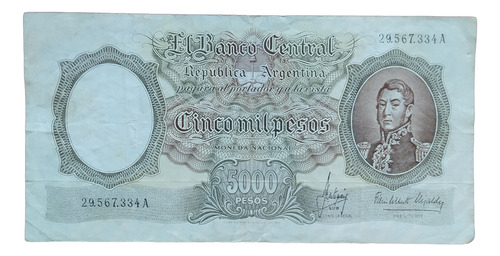 Antiguo Billete 5000 Pesos Moneda Nacional 1966 Bott 2177
