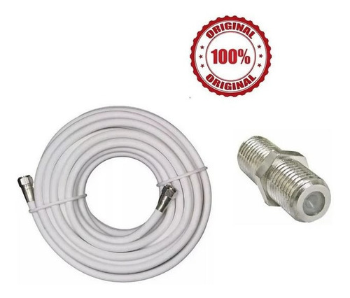 Cable Coaxial Rg6 Tv Cable 10 Mts + Union Para Alargar