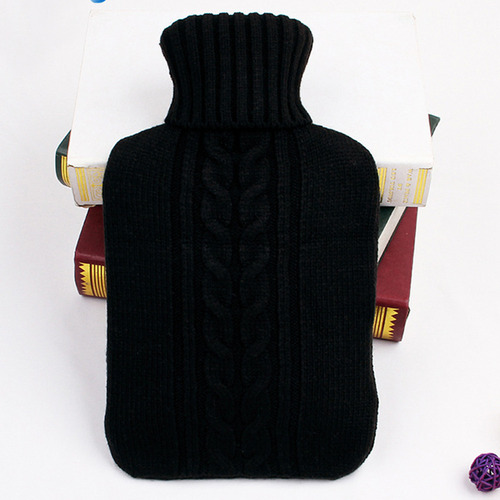 Funda Tejida Negra Para Botella De Agua Caliente, 2 Litros,