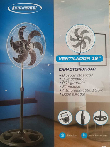 Ventilador De 18pulgadas. Pedestal. 90watts.  Silencioso. 