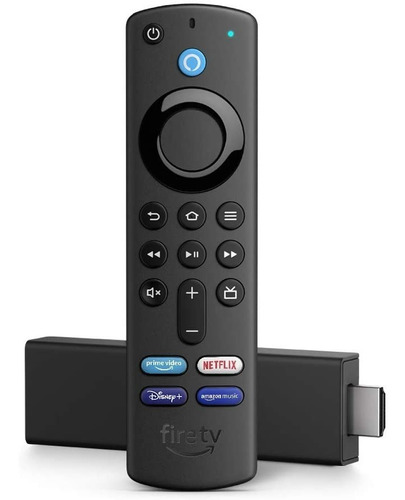 Fire TV Stick 4k de terceira geração 2021 com controle de voz na cor preta