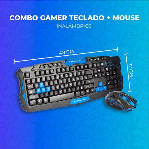 Imagen 2 de 10 de Kit Combo Gamer Teclado + Mouse Inalámbrico Profesional Pc