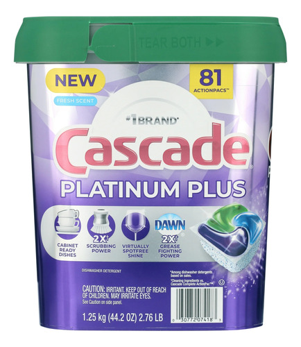 Cascade Platinum Plus Detergente Lavavajillas Fresh Pods 81