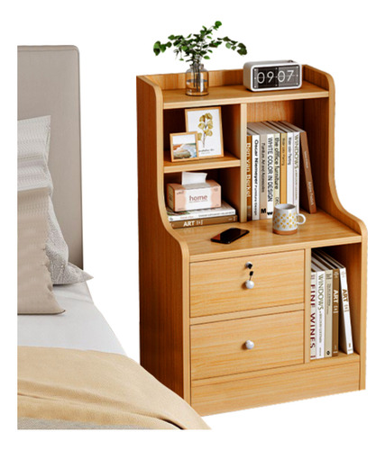 Mesita De Noche Moderna De 3 Pisos Con Estante De Almacenamiento,mesita De Noche Con 2 Cajones,mesa De Noche Para Recamara 47x30x70cm