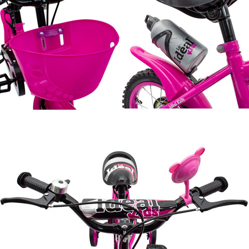 Imagen 5 de 10 de Bicicleta Rod.12 Canasto + Rueditas + Accesorios Niño Niña