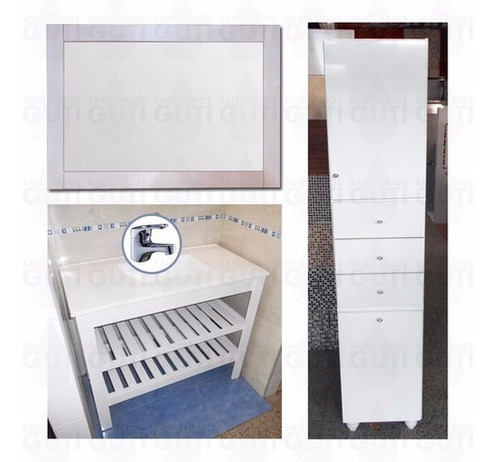 Juego Vanitory Peinador 100 Tolva Blanco Griferia Odyssey