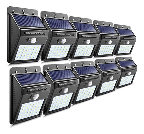 Pack De 10 Mini Foco Solar 30 Led Con Sensor De Movimiento