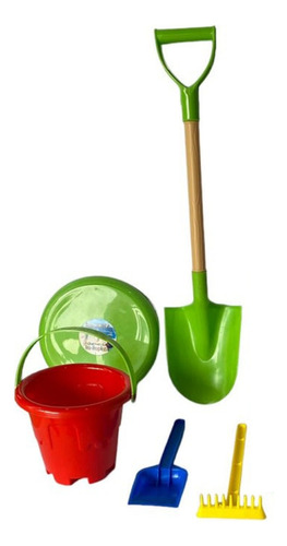 Carretilla Palas, Rastrillo Y Tarro Set 6pzs Juguete Playero