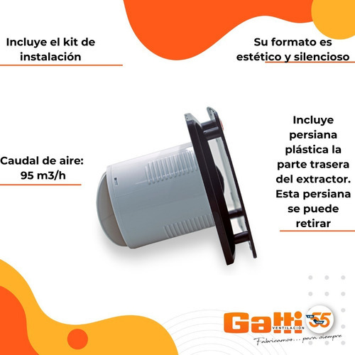 Extractor De Aire Baño/cocina 4 (10 Cm) Con Persiana Negro