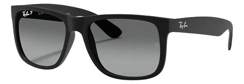 Óculos de sol polarizados Ray-Ban Justin Classic RB4165 LARGE armação de náilon cor matte black, lente transparent de policarbonato degradada, haste matte black de náilon - RB4165