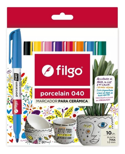 Marcador Porcelana Y Ceramica Filgo 040 Pta Fina X10 Colores