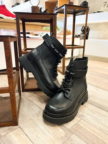 Borcegos Cuero Savage Mujer Cierre Cordones Moda Rk 332 Cira