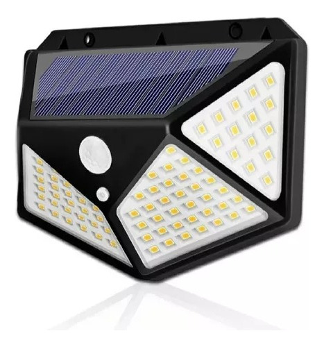 Lámpara Solar 100 Luces Led Exteriores Sensor Movimiento Bk