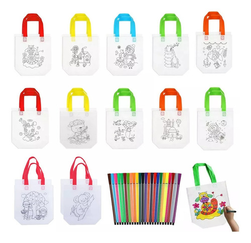 Pack De 20 Bolsas Pintar+24pcspluma De Acuarela Cumpleaños
