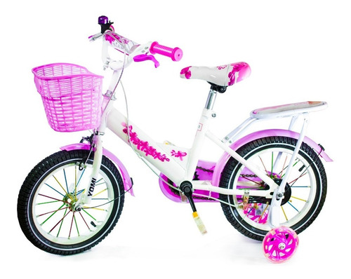 Bicicleta Infantil Para Nena Violeta 14 Con Canasto Y Apoyo