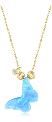 Collar De Mariposa Con Diamantes En Oro Macizo De 14 K Para 