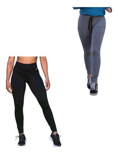 Pantalon Mujer Algodón Puño Gris +calza Deportiva