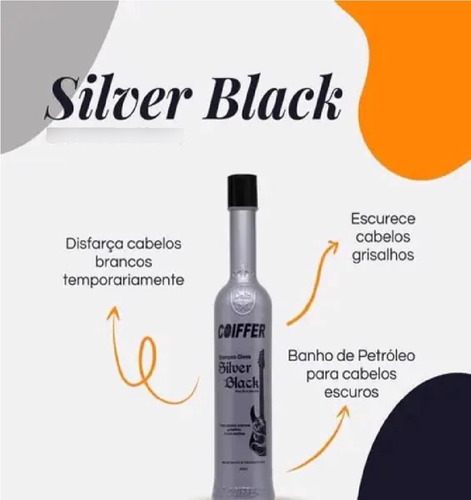 Kit 3 Shampoo Gloss Silver Black Coiffer 300ml Grisalho