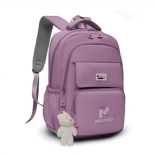 Mochila Escolar Média Feminina Volta As Aulas Casual Moderna Cor Roxo