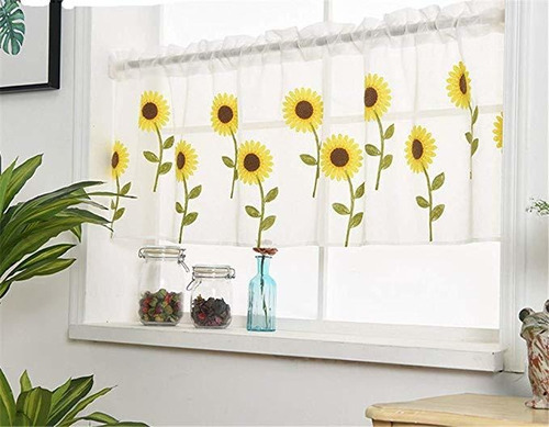 Wpkira Gasa Sheer Valance - Cocina Tratamiento De Ventanas G