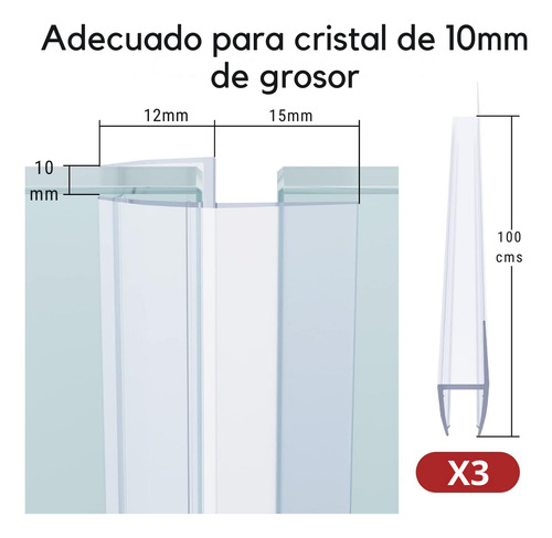 3 Metros Guardapolvo Puerta Cristal Regadera Ducha Cancel