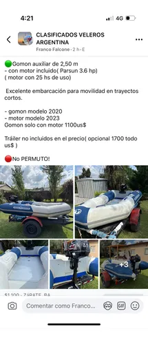 Gomon Auxiliar 2,50 M De Eslora, Motor Parsun 3.6 Mod 2022
