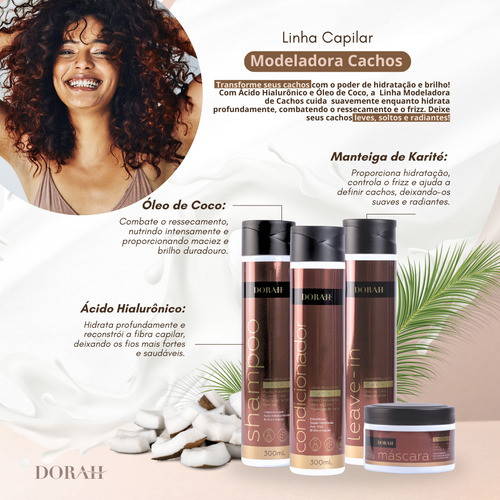 Kit Cachos (shampoo, Cond, Mask E Leave-in) - Dorah Beauty