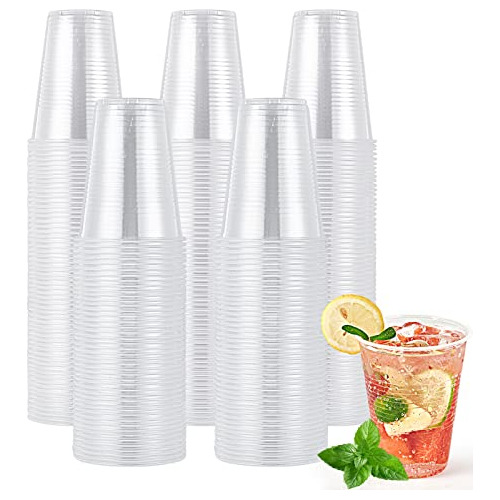 140 Pack 16oz Clear Plastic Cups, Disposable Drinking C...