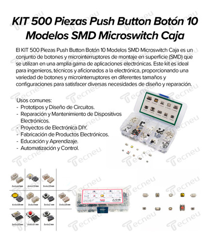 . 500 Piezas Push Button Boton 10 Modelos Smd Microswitch