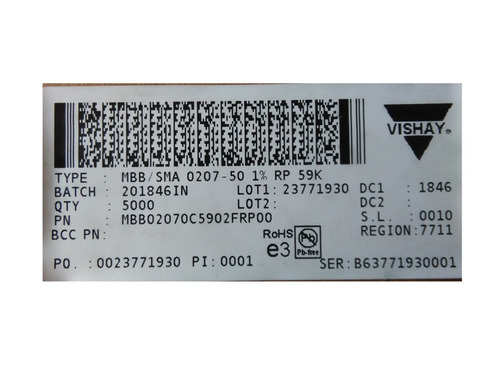 Vishay Resistencia Mbb/sma0207 22o 5000pzas.