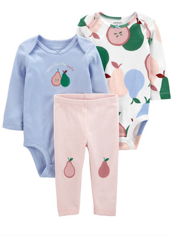  Conjunto 3 Piezas Body Manga Larga Pantalon Bebe Carters