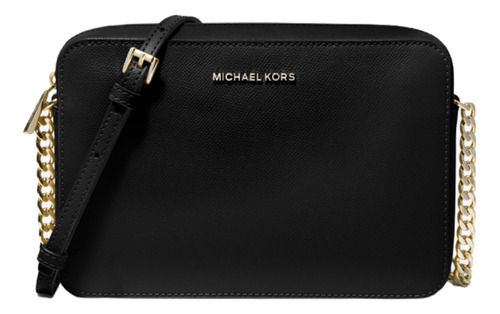 Bolsa Michael Kors Jet Set Large Saffiano Leather Crossbody Bag Color Negro