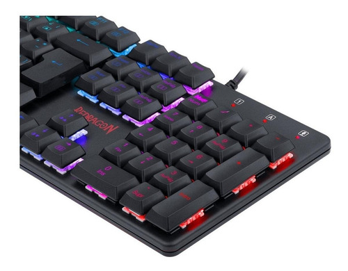 Imagen 5 de 5 de Teclado gamer Redragon Shrapnel K589RGB QWERTY Outemu Blue LP español latinoamérica color negro con luz RGB