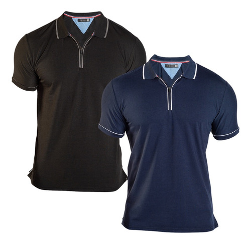 Oferta Combo 2 Playeras Tipo Polo Con Cierre Para Hombre 