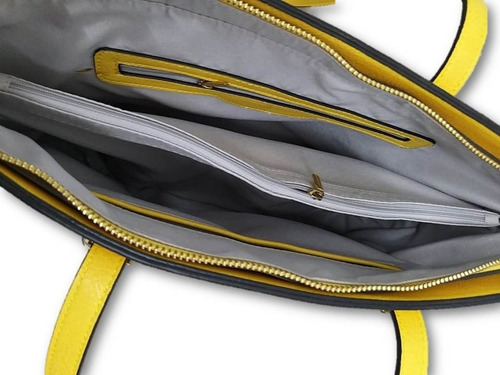 Imagen 3 de 4 de Bolso De Dama Amarilla Diseño Tipo Tejido Textil 430ck