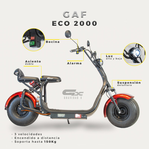Moto Eléctrica Gaf Eco 2000 Fr Hidráulico Suspen. Delantera