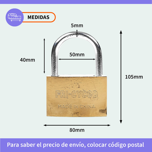 Candado Dorado Lockers 20 Mm Cofres Valijas 3 Llaves Dorado