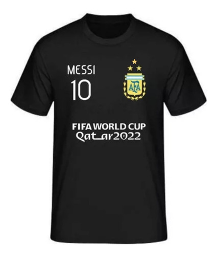 Remera Afa Argentina Qatar 2022 #10 Messi Negra