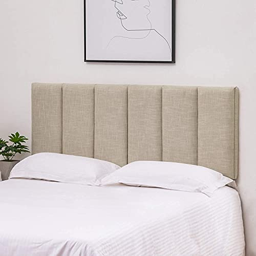 Cabecero Ajustable Para Cama Queen Tapizado En Tela Beige