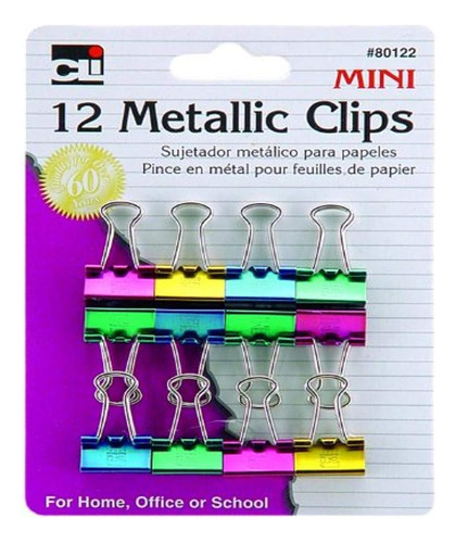 Clips De Carpeta, Metálicos, Colores Variados, Mini, P...