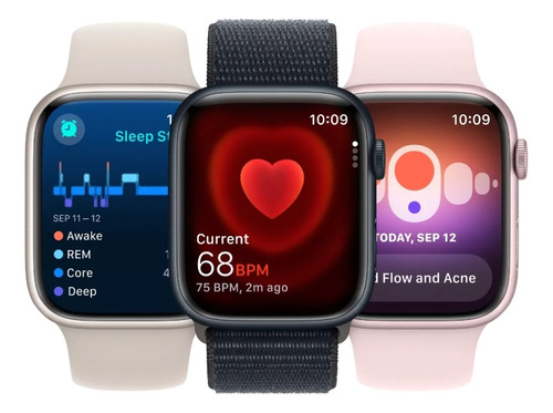 Apple Watch Series 9 GPS • Caja de aluminio color medianoche de 45 mm • Correa deportiva color medianoche - M/L