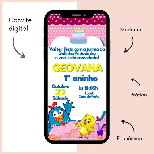 Convite Digital Galinha Pintadinha Variação 1
