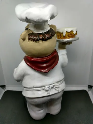 Figura Chef Con Torta De Resina 20cm X 9cm Excelente Calidad