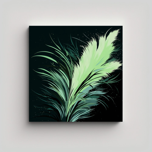 20x20cm Cuadro Tela Esquema Pampas Grass Verde Negro Flores