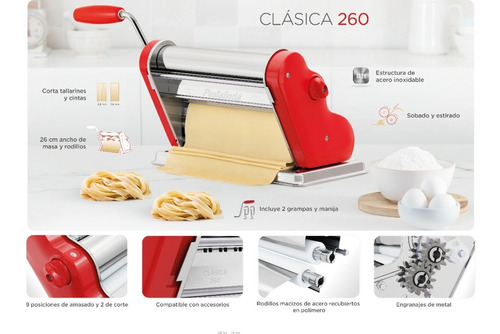 Pastalinda Kit Máquina Clásica 260 + Rueda + Tabla Ñoquis