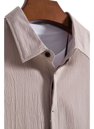 Camisa Holgada Transpirable Con Solapa A La Moda Para Hombre