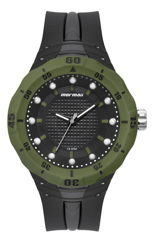 Relógio Mormaii Masculino Wave Verde Moy121e6aa/8v Cor do fundo Preto