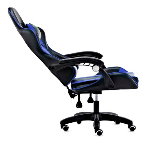 Imagen 2 de 3 de Silla de escritorio Ideon Extreme Hunter Pro gamer ergonómica negra y azul con tapizado de cuero sintético
